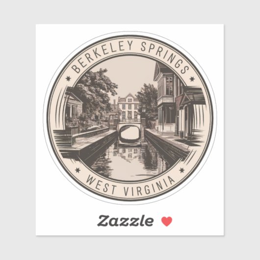 Berkeley Springs West Virginia Illustratie Badge Sticker (Vel)