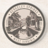 Berkeley Springs West Virginia Illustratie Badge Zandsteen Onderzetter (Voorkant)