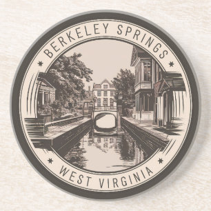 Berkeley Springs West Virginia Illustratie Badge Zandsteen Onderzetter