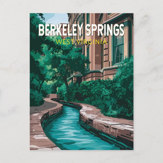 Berkeley Springs West Virginia Illustratie Reis Briefkaart (Voorkant)