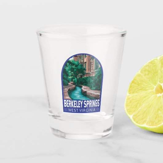 Berkeley Springs West Virginia Illustratie Reis Shot Glas (Voorkant)