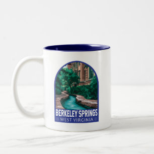 Berkeley Springs West Virginia Illustratie Reis Tweekleurige Koffiemok