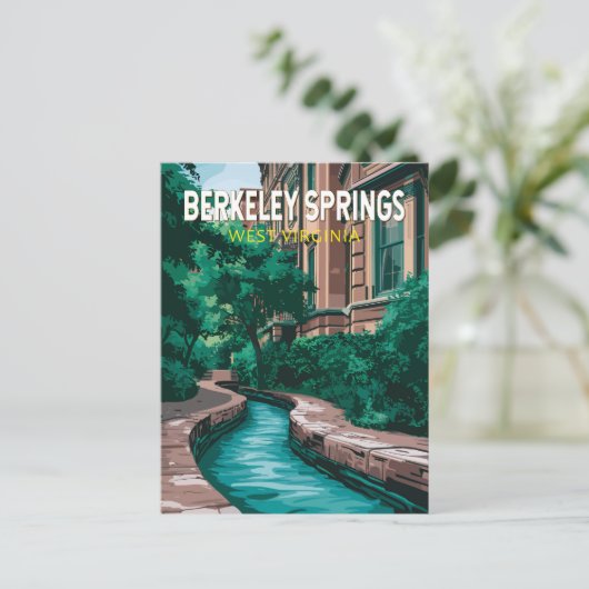 Berkeley Springs West Virginia Illustratie Reizen Briefkaart (Staand voorkant)