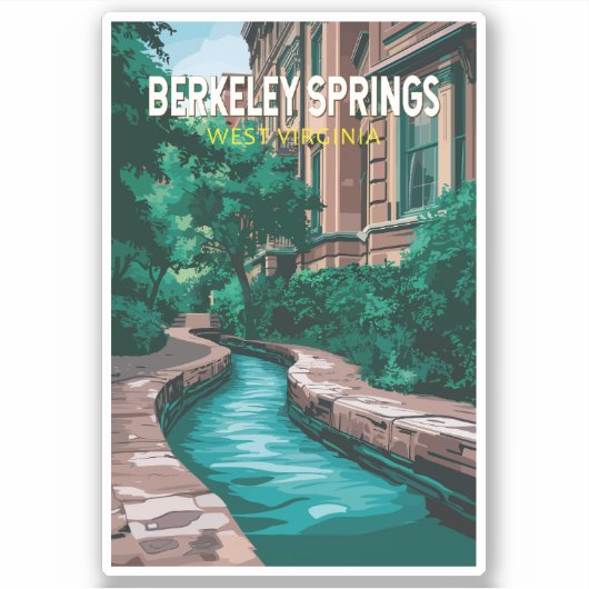 Berkeley Springs West Virginia Illustratie Reizen Sticker (Voorkant)