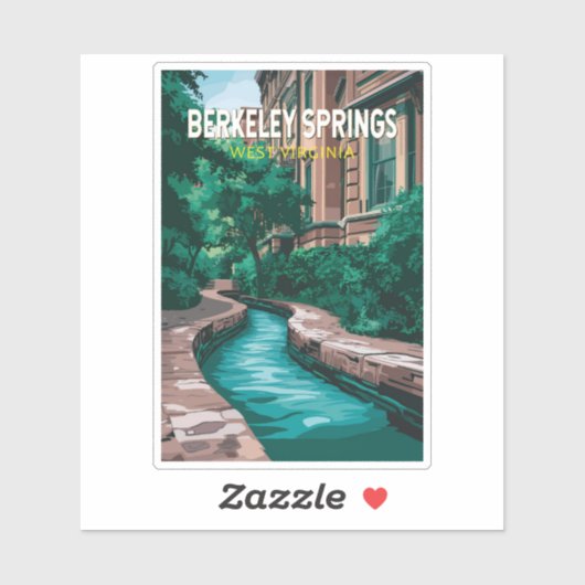 Berkeley Springs West Virginia Illustratie Reizen Sticker (Vel)
