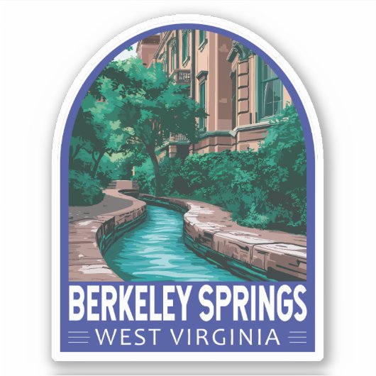 Berkeley Springs West Virginia Illustratie Reizen Sticker (Voorkant)