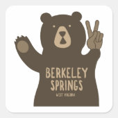 Berkeley Springs West Virginia Peace Bear Vierkante Sticker (Voorkant)