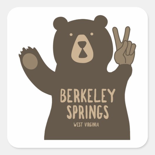Berkeley Springs West Virginia Peace Bear Vierkante Sticker (Voorkant)