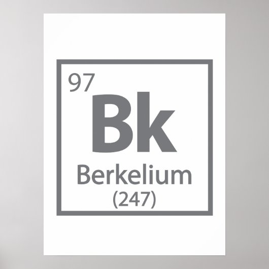 Berkelium - Berkeley Science Periodic Table Poster (Voorkant)