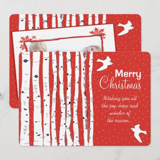 Berken Bomen Doven Vrede voor Alle Vrolijke Kerstm Feestdagenkaart (Voorkant / Achterkant)
