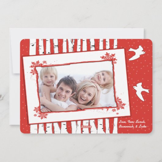 Berken Bomen Doven Vrede voor Alle Vrolijke Kerstm Feestdagenkaart (Achterkant)