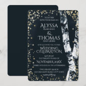 Berken Bomen en Sparkle Bruiloft Kaart (Voorkant / Achterkant)