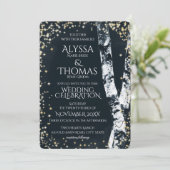 Berken Bomen en Sparkle Bruiloft Kaart (Staand voorkant)