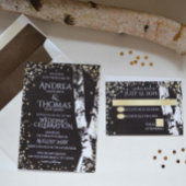 Berken Bomen en Sparkle Bruiloft Kaart