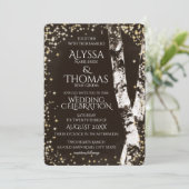 Berken Bomen en Sparkle Bruiloft Kaart (Staand voorkant)