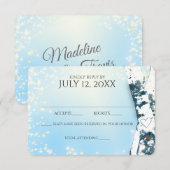 Berken Bomen en Sparkle Sky Blue Bruiloft RSVP Kaartje (Voorkant / Achterkant)