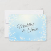 Berken Bomen en Sparkle Sky Blue Bruiloft RSVP Kaartje (Achterkant)