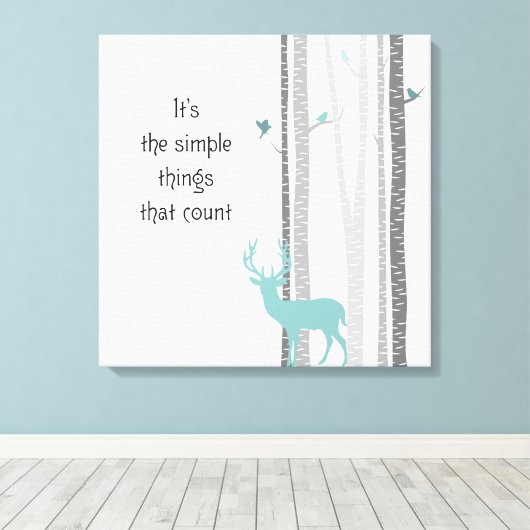 Berken Bomen Herten Inspirerend quote Canvas Afdruk (Insitu (Houten vloer))