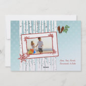 Berken Bomen & Vliegende Vogels Rode Vrolijke Kers Feestdagenkaart (Achterkant)