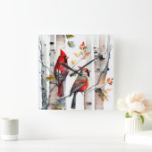 Berken Boom en Kardinalen Wandklok (Huis)