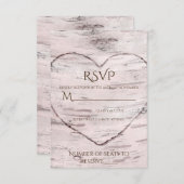 Berken Boom & Gesneden Hart Rustieke Bruiloft RSVP (Voorkant / Achterkant)