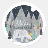 Berken bos bergen maan ronde sticker (Voorkant)