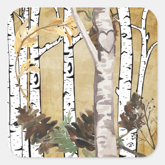 Berken en dennenappel Stickers (Voorkant)