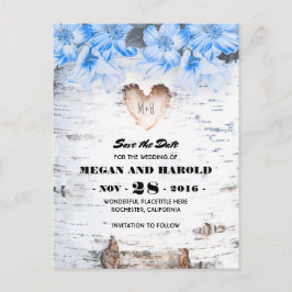 Berken Hart Rustiek Land Save the Date Aankondigingskaart