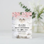 Berken Hart Rustiek Land Save the Date Aankondigingskaart (Staand voorkant)