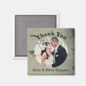 Berken hout bruiloft dank u foto magneet (Voorkant / Achterkant)