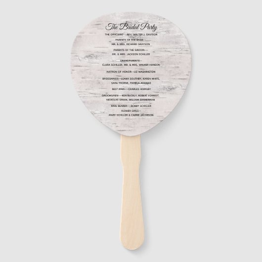 Berken hout schors print 2 bruiloft programma fan handwaaier (Achterkant)