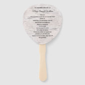 Berken hout schors print 2 bruiloft programma fan handwaaier (Voorkant)