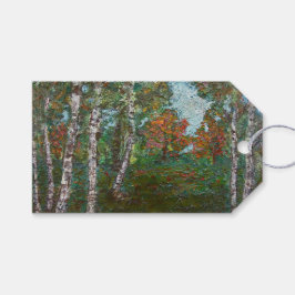 Berken in een bos (door Kimon Loghi) Cadeaulabel