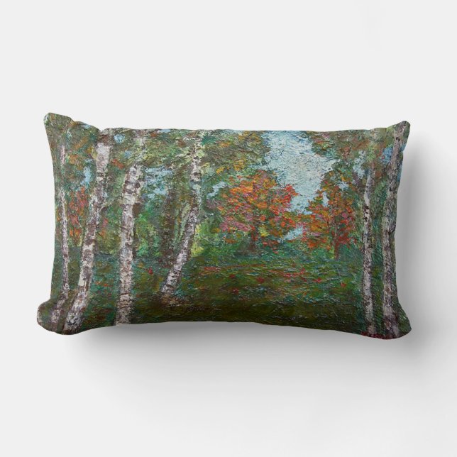 Berken in een bos (door Kimon Loghi) Kussen (Voorkant)