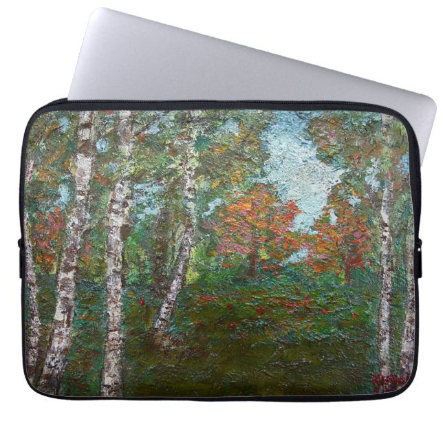 Berken in een bos (door Kimon Loghi) Laptop Sleeve (Voorkant)