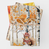 Berken, rode kardinalen en chimpunks inpakpapier vel (In situ)