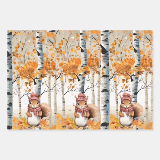 Berken, rode kardinalen en chimpunks inpakpapier vel (Voorkant)