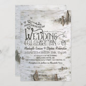 berkenbast rustiek land bruiloft uitnodiging (Voorkant / Achterkant)