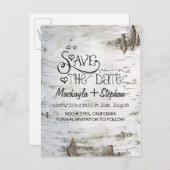 berkenbast rustiek land save de datum briefkaarten (Voorkant / Achterkant)