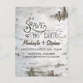 berkenbast rustiek land save de datum briefkaarten