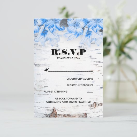 Berkenbast Rustieke Landelijke Trouw RSVP Kaarten (Staand voorkant)