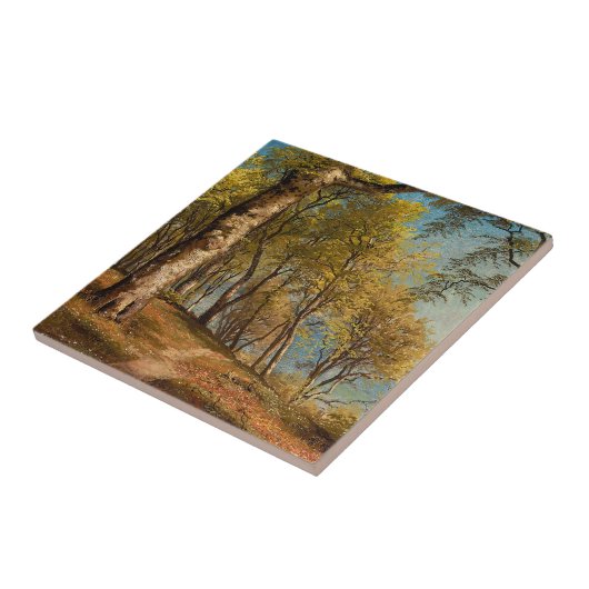 Berkenbomen aan de kust | landschap tegeltje (Zijkant)