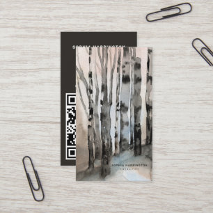 Berkenbomen Aangepaste QR-code Scannable Mountains Visitekaartje