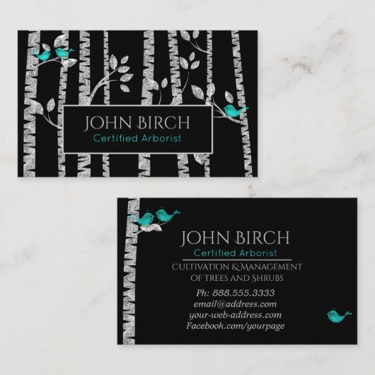 *~* Berkenbomen Blauwe Vogels Boomdokter . boomkwe Visitekaartje (Voorkant / Achterkant)