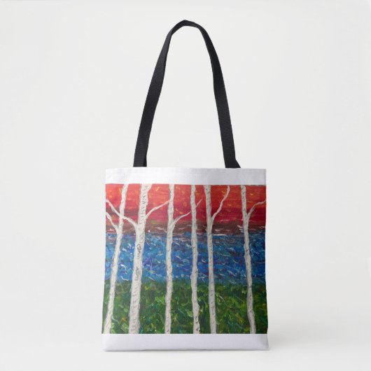 Berkenbomen Canvas tassen in het najaar (Voorkant)