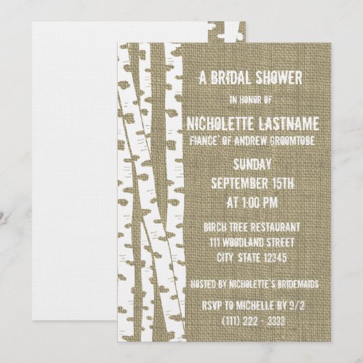 Berkenbomen en Burlap Vrijgezellenfeest Kaart (Voorkant / Achterkant)