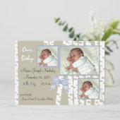 Berkenbomen en linten baby aankondiging (Staand voorkant)