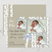 Berkenbomen en Strik Baby Aankondiging (Voorkant / Achterkant)