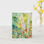 Berkenbomen gevouwen Wenskaart Kaart (Gele Bloem)