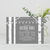 Berkenbomen Hart & String Lights Repetitie Diner Kaart (Staand voorkant)